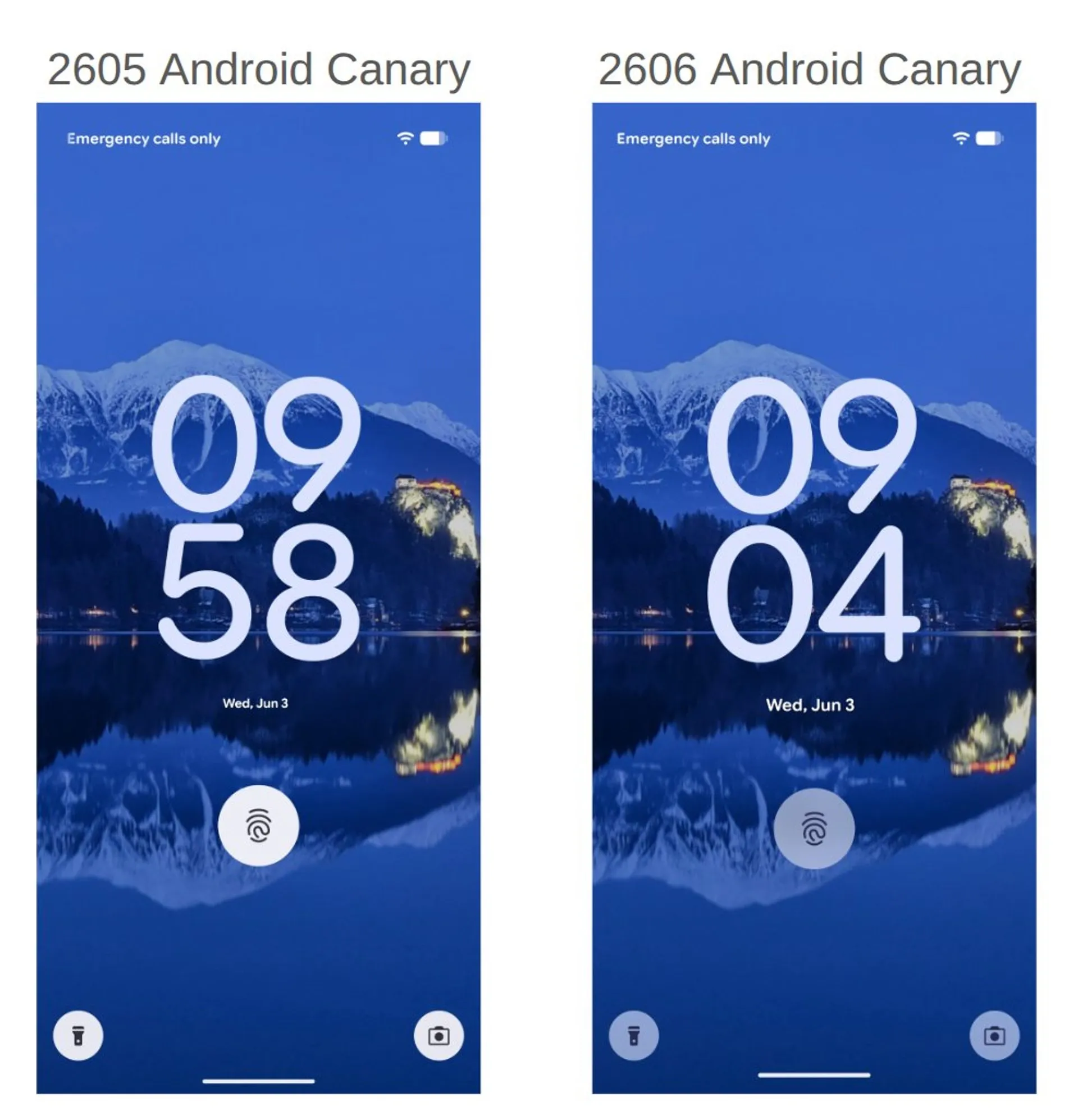 Android Canary mit Unschärfe-Effekt im Sperrbildschirm.