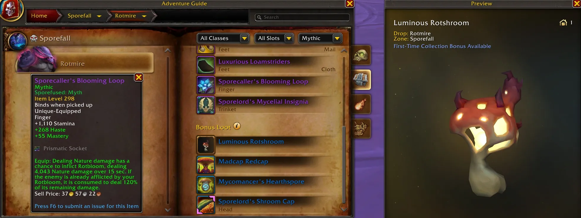 New Sporefall Raid Rewards in Patch 12.0.7 - New Sporefused Gear and Mount